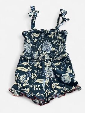 Matilda Jane Navy Floral Ruffle Tie Strap Romper Size 6